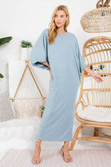 Women Dolman Sleeve Maxi Dress