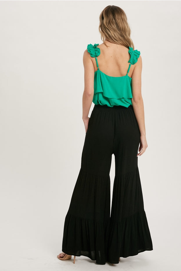 Women tiered ruffle high waisted wide-leg pant by Bluivy