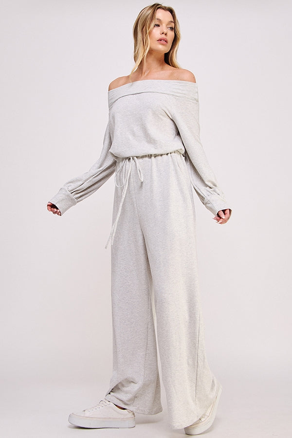 Women Jumpsuit Off Shoulder French Terry By Jade by Jane