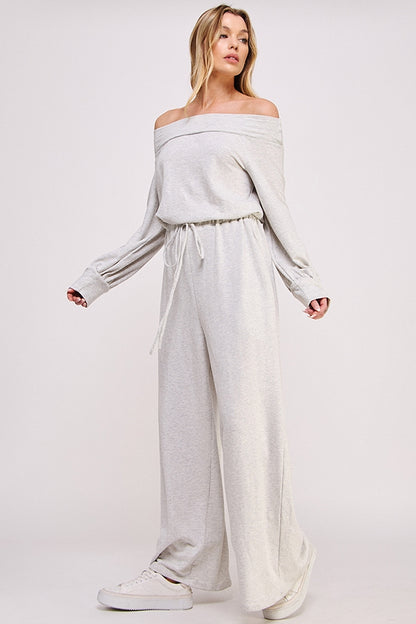 Women Jumpsuit Off Shoulder French Terry By Jade by Jane