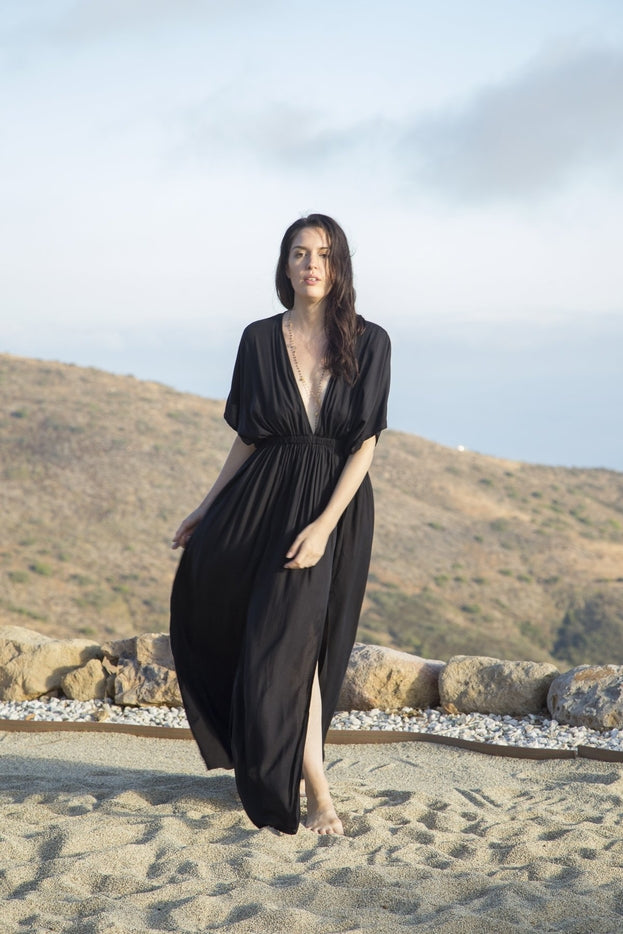 Women Boho V Neck Maxi Dress By Bali Prema