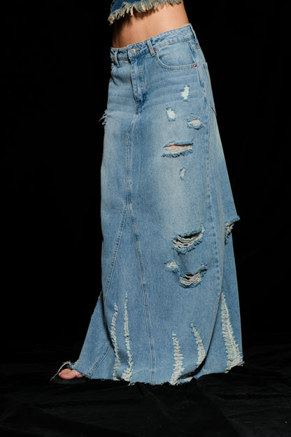 Junior Denim Maxi Skirt