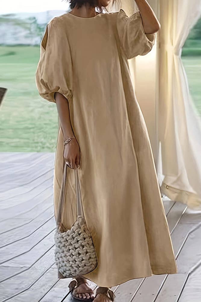 Khaki Loose Fit Maxi Dress