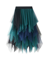 Green Blue Contrast TuTu A-Line Gauze Skirts: BLUE GREEN