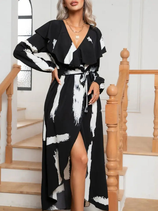 Women Graffiti Print Long Sleeve Dress