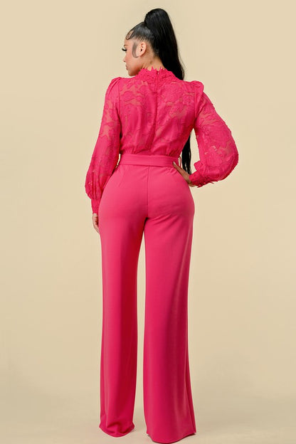 Women Jumpsuit Long Sleeve with Gorgeous lace detail By The Sang