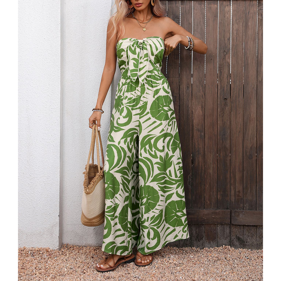 Elegant Strapless Printed Sleeveless Jumpsuit