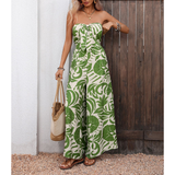 Elegant Strapless Printed Sleeveless Jumpsuit
