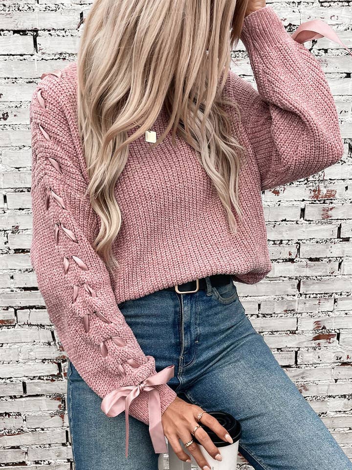 Women Sweater with arm Lace Up