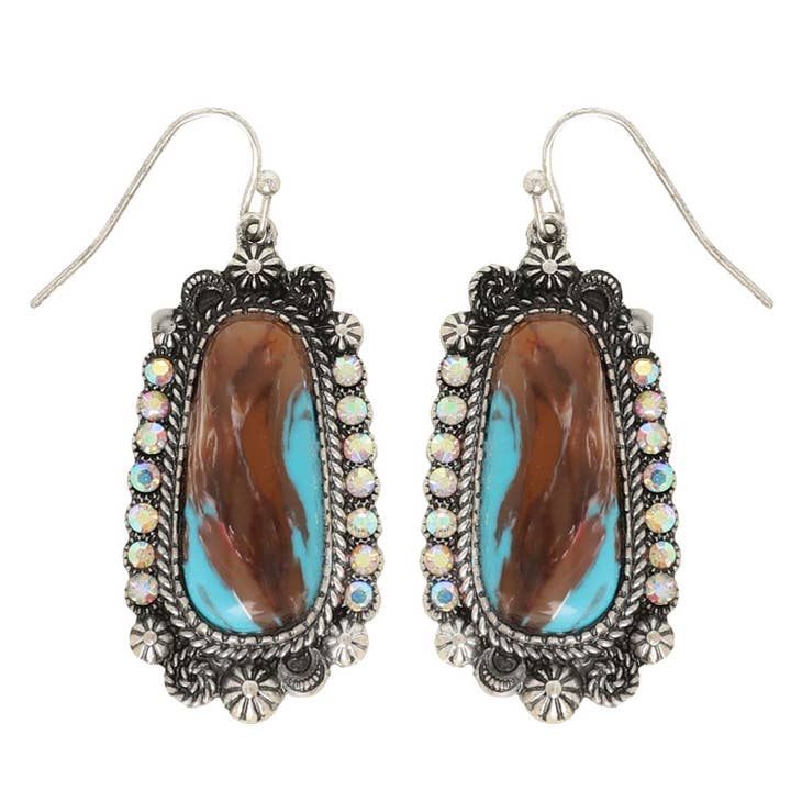 Women Drop Earrings Boho Trapezoid Turquoise