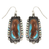Women Drop Earrings Boho Trapezoid Turquoise