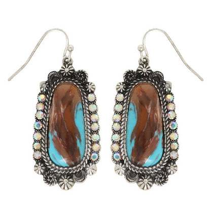 Women Drop Earrings Boho Trapezoid Turquoise