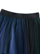 Green Blue Contrast TuTu A-Line Gauze Skirts: BLUE GREEN