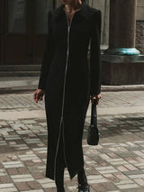 Women Zip Front Maxi Dress