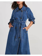 Women Maxi Denim Casual Coat