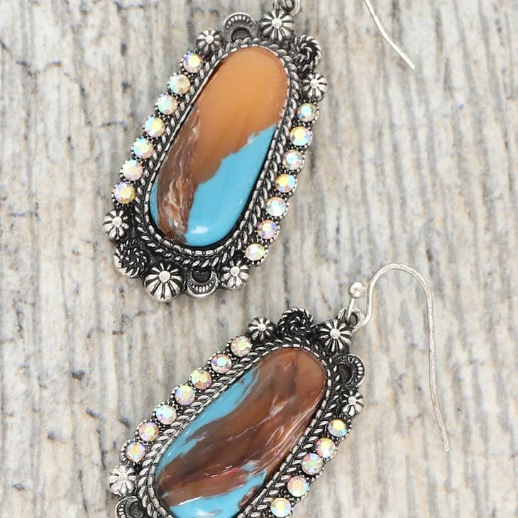 Women Drop Earrings Boho Trapezoid Turquoise