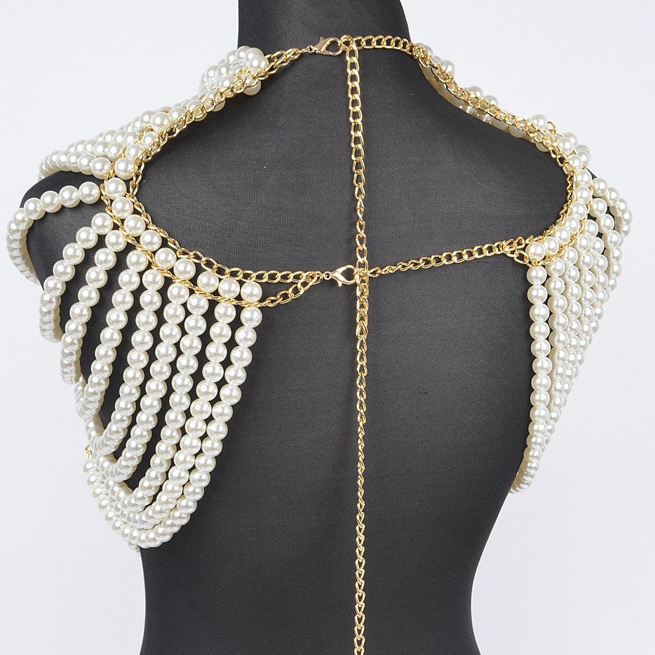 Women Faux Pearl Body Chain jewelry