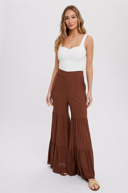 Women tiered ruffle high waisted wide-leg pant by Bluivy