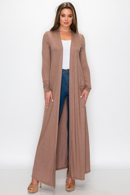 Women Sweater Maxi Cardigan with Pockets, By Lime all the Time