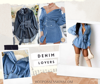 Women denim Shirt Dress By A Fuly Cat