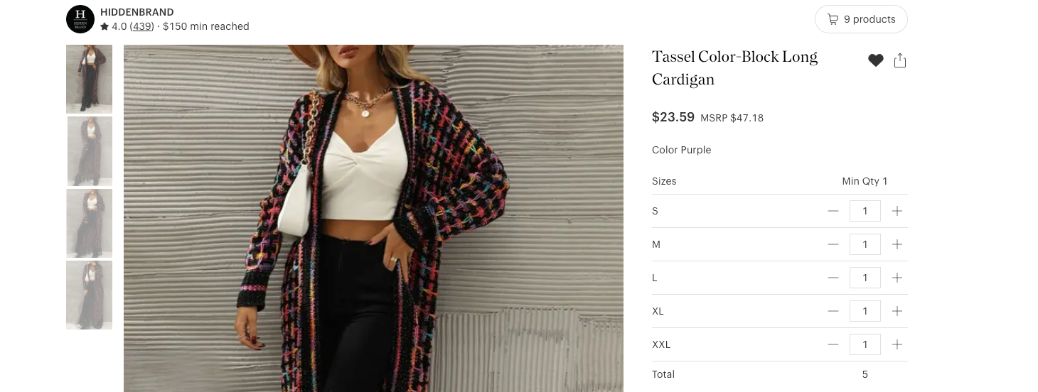 Women Tassel Color Block Maxi Sweater