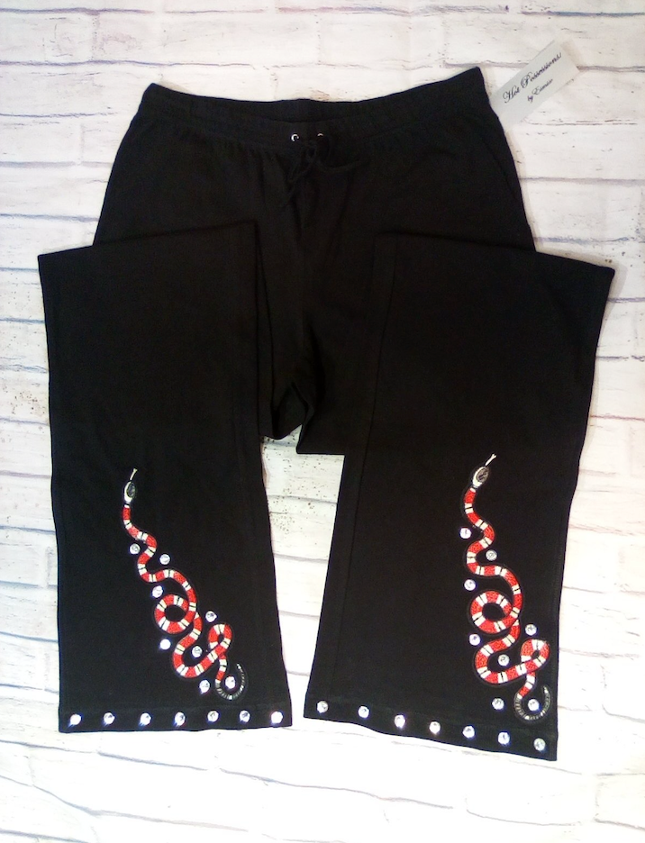 Women & Junior Drawstring Pant - Red Designer Snake