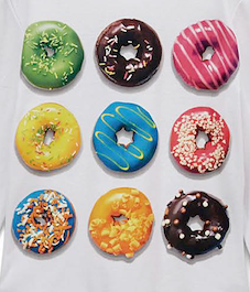 Junior and Girls Long Sleeve Top - Donut Colorful Graphic