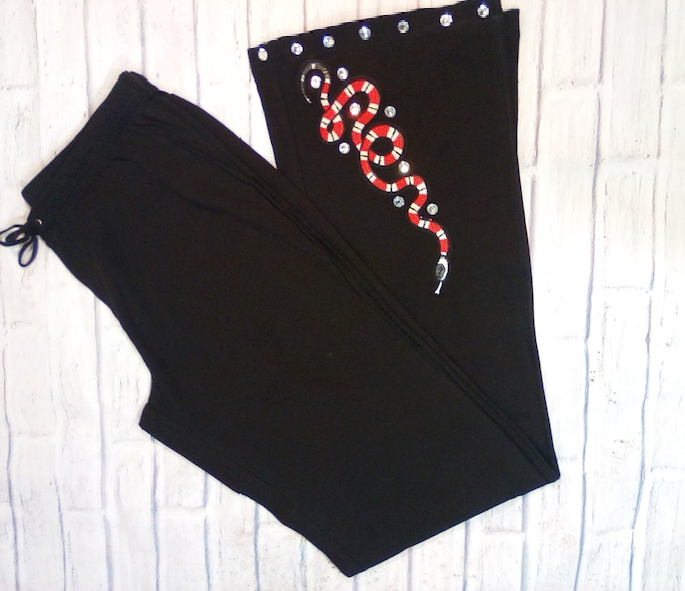 Women & Junior Drawstring Pant - Red Designer Snake