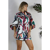 Women Romper Long Sleeve Piping Pocketed
