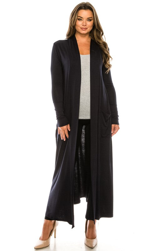 Women Sweater Maxi Cardigan with Pockets, By Lime all the Time