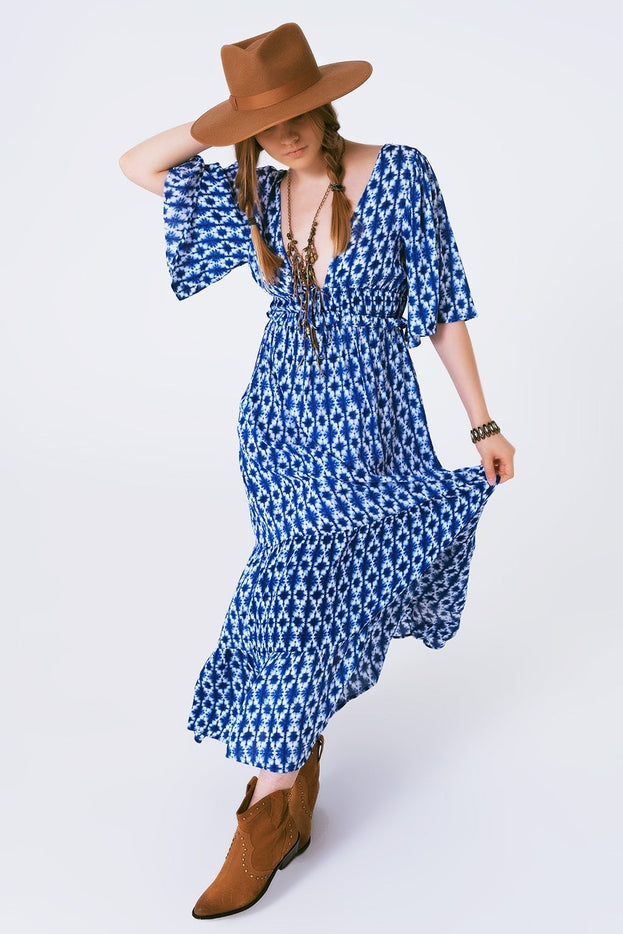 Women Boho Maxi Dress Print  by Q2