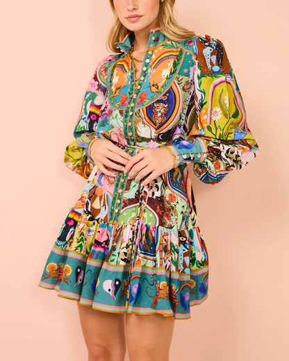 Women Casual Fashion Printed Versatile Dress by Rosa Clothing