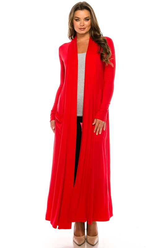 Women Sweater Maxi Cardigan with Pockets, By Lime all the Time