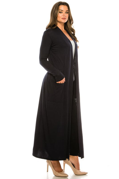 Women Sweater Maxi Cardigan with Pockets, By Lime all the Time