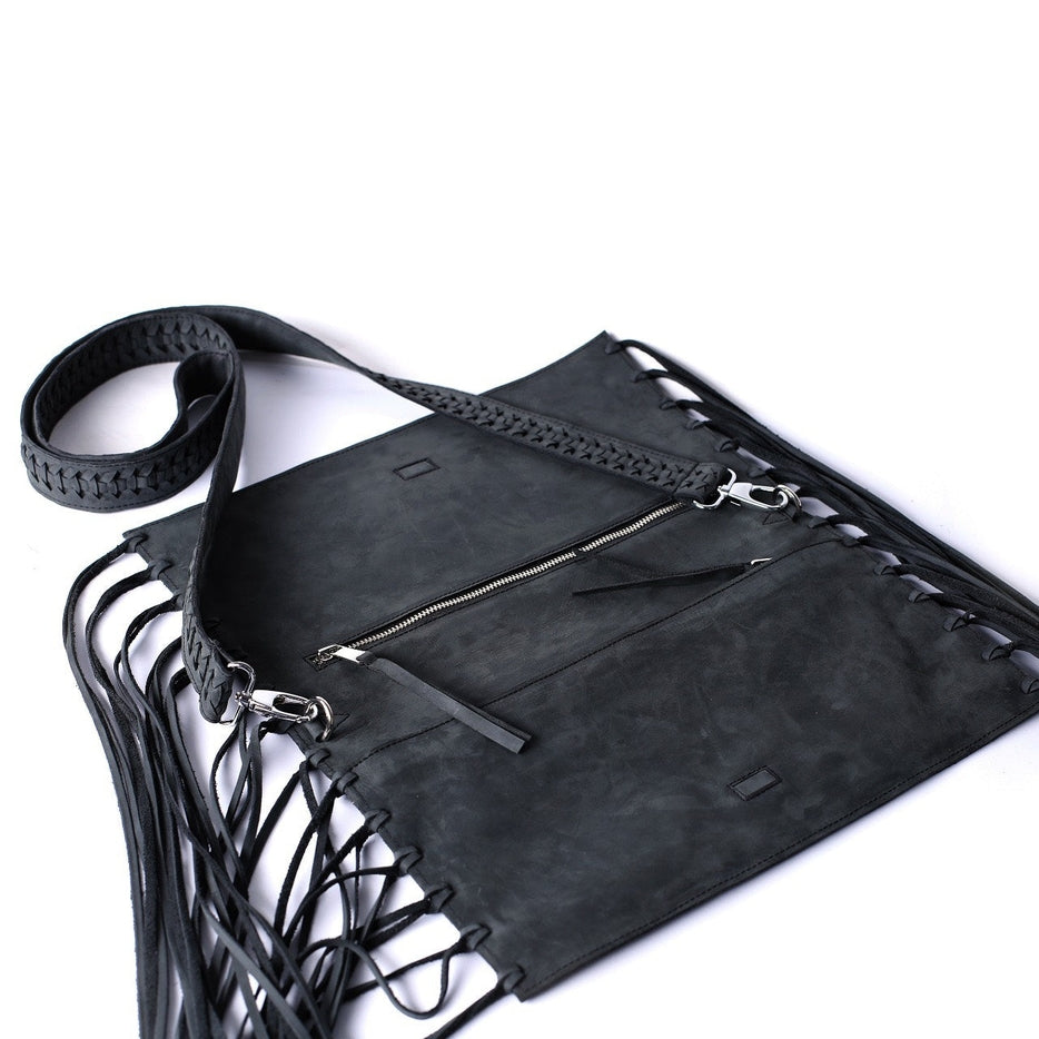 Women Lita Convertible Leather Clutch Cross Body with Fringe Tote
