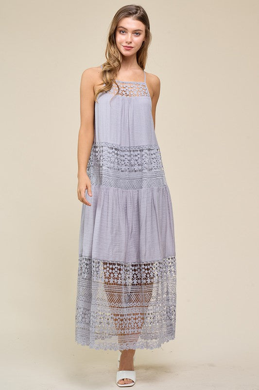 Women Midi Dress Lace with slip underneath By Doe and Rae