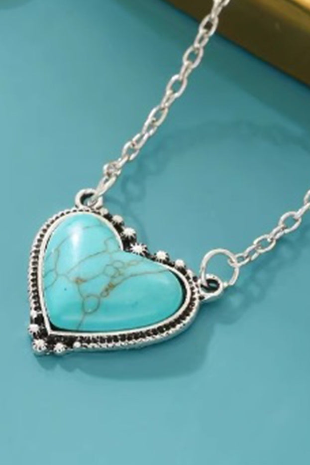 Women turquoise Heart Stone Necklace