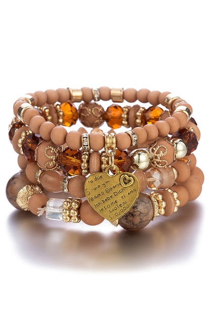 Women Bohemian Multi-Layer Crystal Heart Bead Bracelet