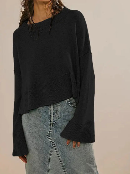 Women Slouchy Flare Sleeve Knit Sweater