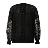 Women Black Lace Sweater