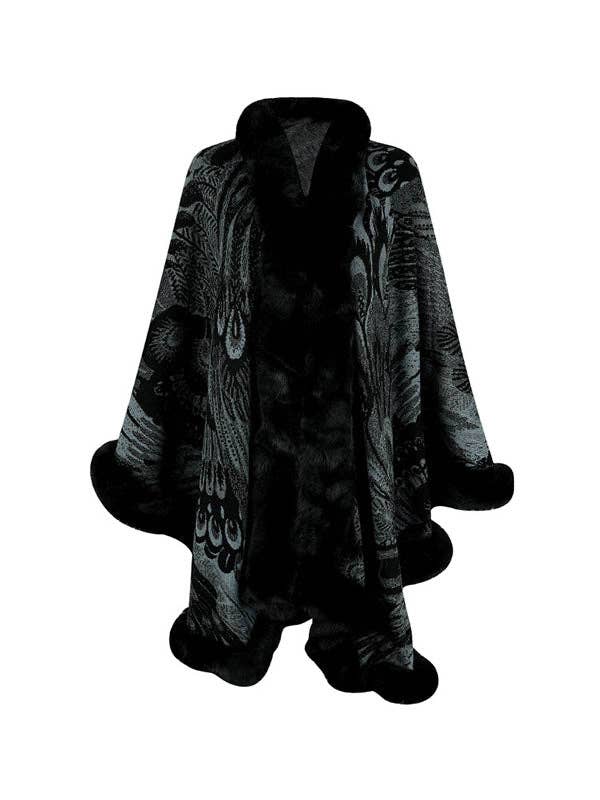 Women Long Sleeves Loose Jacquard Keep Warm Velvet Collarless Cape Shawl