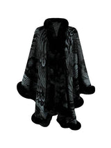 Women Long Sleeves Loose Jacquard Keep Warm Velvet Collarless Cape Shawl