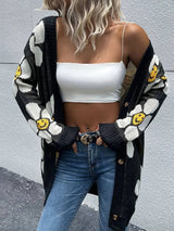 Women Medium Length Floral Sweater