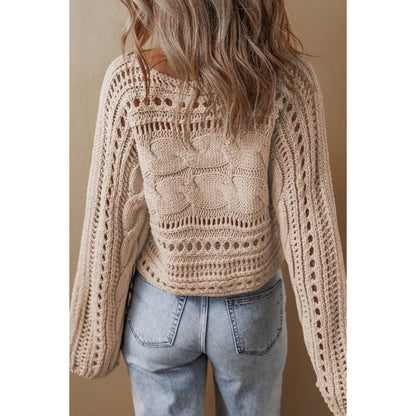 Women Cable Knit Cropped Sweater