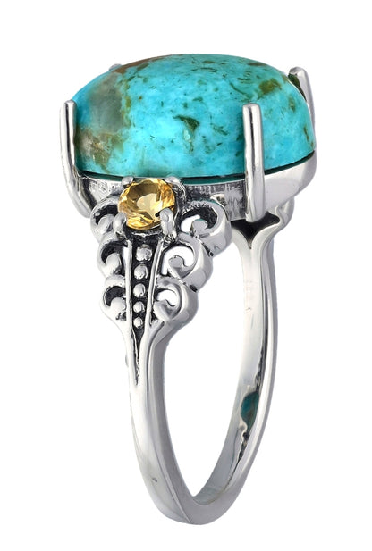 Women Blue Mohave 925 Sterling Silver Cocktail Ring