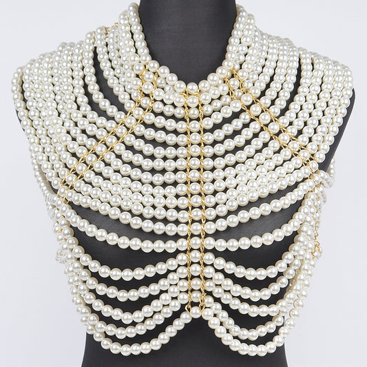 Women Faux Pearl Body Chain jewelry