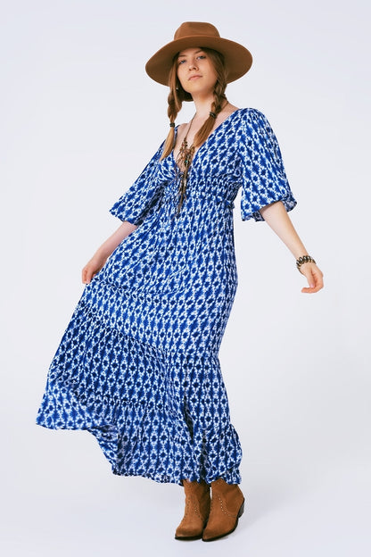 Women Boho Maxi Dress Print  by Q2