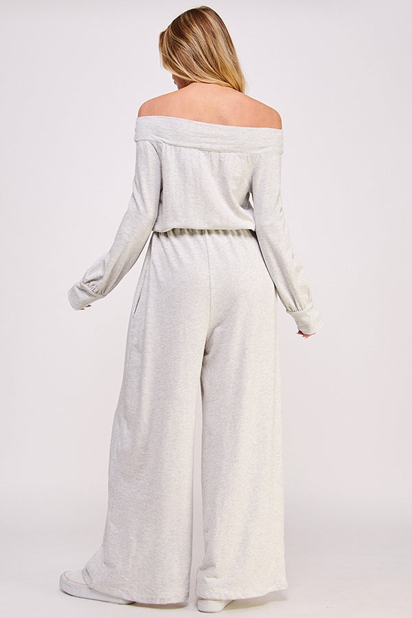 Women Jumpsuit Off Shoulder French Terry By Jade by Jane