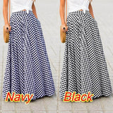 Elegant Plaid High Waist Flared Midi Skirt Women