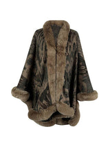 Women Long Sleeves Loose Jacquard Keep Warm Velvet Collarless Cape Shawl